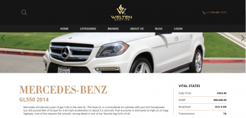Our web company created online reservation page for Welten Exotics car rental company